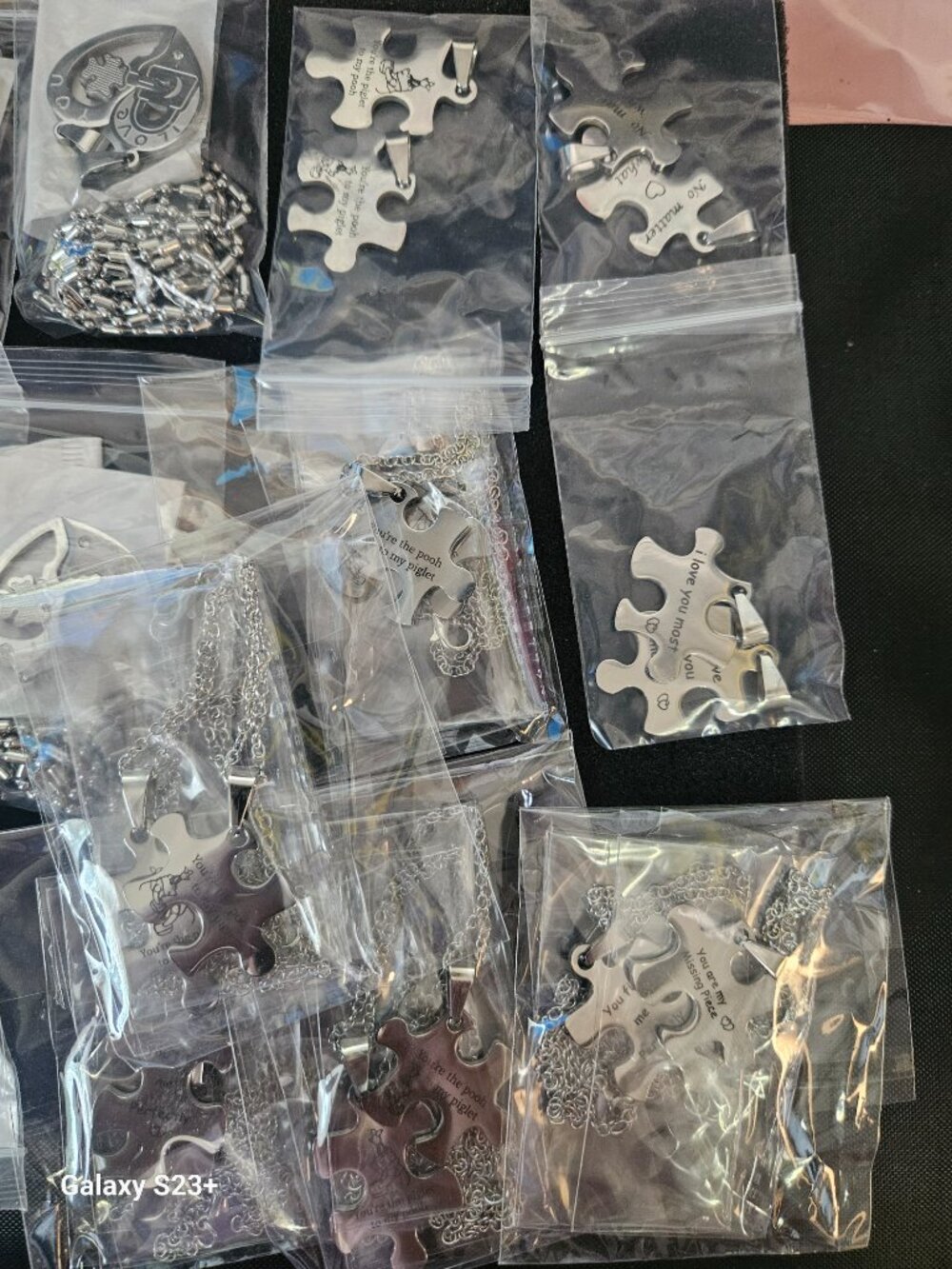 Couples Jewelry Lot 27 Pieces | Matching Heart Puzzle Yin Yang Necklaces & Brace - Picture 3 of 5